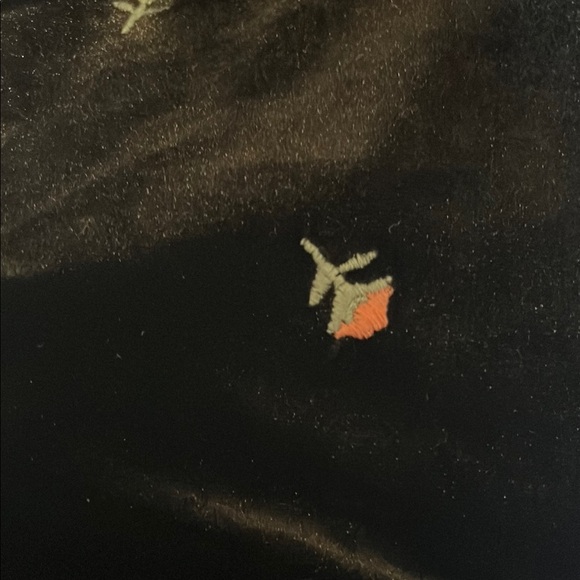 WeWoreWhat velvet black midi  skirt with Floral Accents. Ruched front . - Picture 4 of 7